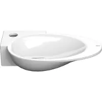 Clou First fonteinkom met kraangat en plug links wit keramiek B38.8xH9xD24.6cm
