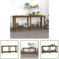 The Living Store Grenenhout - Werkbank - Werkbank 180x50x80 cm massief grenenhout honingbruin - Hout - Bruine Tafel - Werkplek