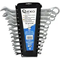 GEKO Steckschlüssel-Satz, 12-tlg., 6-22 mm, Kunststoffhalter mit Clip