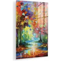 MuchoWow Glasschilderij 120x180 cm - Schilderij acrylglas - Landschap - Bos - Kleuren - Natuur - Foto op glas - Muurdecoratie woonkamer - Wanddecoratie slaapkamer - Schilderijen
