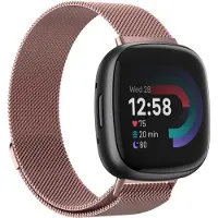 Strap-it Smartwatch bandje - Milanees bandje - geschikt voor Fitbit Versa 4 / Fitbit Sense 2 - roze - Maat: Maat S