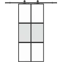 vidaXL Schuifdeur met beslag, zwart, 90x205 cm, veiligheidsglas