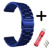 Strap-it Strap-t Stalen schakel bandje - geschikt voor Garmin Vivoactive 4 / Venu 2 - blauw + inkort toolkit