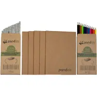 Pandoo Bamboe Notitieboek A5 Cadeauset - Naturel Bruin - Gerecycled Papier Potloden - Ideale Feestdagen Cadeau - Plasticvrij & Biologisch Afbreekbaar