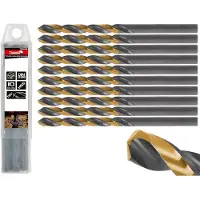 Tvardy Metaalboor - HSS 6,10 mm - TiN Coating - Zwart & Goud - Slijphoek 135° - 10 stuks