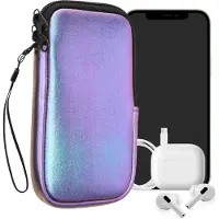 Kwmobile telefoontasje universeel geschikt voor XL - 6,7/6,8" smartphones - 17,2 x 8,4 cm - Hoesje met rits en polslusje -In metallic lila -