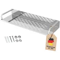 Intirilife doucheplank roestvrij staal 60 x 13 cm - douchemand badkamerplank met praktische afvoergoten voor boren