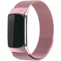 Strap-it Luxe Milanese band - geschikt voor Fitbit Charge 6 - RVS Milanees bandje voor Charge 6 activity tracker (rosé pink roze)