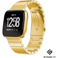 Strap-it Stalen Smartwatch bandje - Geschikt voor Fitbit Versa 2 luxe metalen bandje - goud - Horlogeband / Polsband / Armband