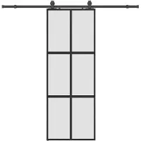 vidaXL Schuifdeur met beslagset 76x205 cm gehard glas zwart
