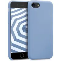 Kwmobile telefoonhoesje geschikt voor Apple iPhone SE (2022 / 2020) / iPhone 8 / 7 - Hoesje met siliconen coating - Smartphone case in mat lichtblauw