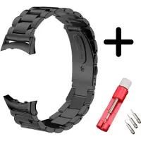 Strap-it Stalen schakel bandje - geschikt voor Garmin Gear Fit 2 / Gear Fit 2 Pro - zwart + inkort toolkit