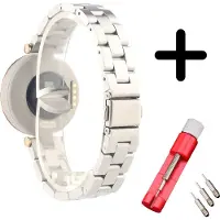 Strap-it Stalen schakel bandje - geschikt voor Garmin Lily - zilver + inkort toolkit