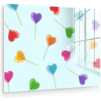 MuchoWow Glasschilderij 160x120 cm - Schilderij acrylglas - Lolly - Regenboog - Snoep - Foto op glas - Muurdecoratie woonkamer - Wanddecoratie slaapkamer - Schilderijen