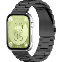 Strap-it Stalen schakel band - geschikt voor Huawei Watch Fit 3 / Watch Fit 4 / Watch Fit 4 Pro / Watch Fit 5 / Watch Fit 5 Pro / Watch Fit 4 / Watch Fit 4 Pro / Watch Fit 5 / Watch Fit 5 Pro (zwart)