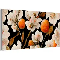 MuchoWow Aluminium schilderij 80x40 cm - Wanddecoratie metaal - Bloemen - Wit - Oranje - Natuur - Metalen muurdecoratie woonkamer - Decoratie industrieel - Foto op dibond - Industriële accessoires slaapkamer