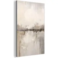 MuchoWow Aluminium schilderij 60x90 cm - Wanddecoratie metaal - Moderne kunst - Abstract - Beige - Metalen muurdecoratie woonkamer - Decoratie industrieel - Foto op dibond - Industriële accessoires slaapkamer