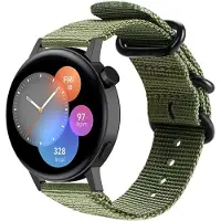 Strap-it Nylon gesp smartwatch bandje - geschikt voor Huawei Watch GT 2 42mm / GT 3 42mm / GT 3 Pro 43mm - groen