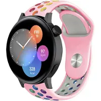 Strap-it Siliconen sport bandje - geschikt voor Huawei Watch GT 2 42mm / GT 3 42mm / GT 3 Pro 43mm - roze/kleurrijk
