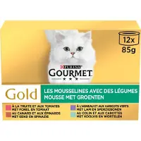 Gourmet 4x - Gold Fijne Mousse met Groenten - Kattenvoer - 12 x 85g