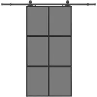 vidaXL Schuifdeur met beslag, zwart, 102,5x205 cm, veiligheidsglas