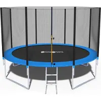 Viking Choice Trampoline Blauw 374 cm met Veiligheidsnet en Ladder - Max. 150 KG