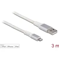 DeLOCK USB data and power cable for iPhone, iPad, iPod DuPont Kevlar white 3 m