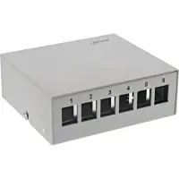 InLine uitvoerdoos | voor 6 Keystone modules | bureau-/DIN-rail-montage | grijs