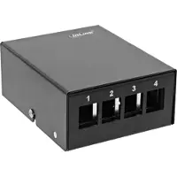 InLine uitvoerdoos | voor 4 Keystone modules | bureau-/DIN-rail-montage | zwart