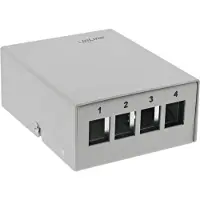 InLine uitvoerdoos | voor 4 Keystone modules | bureau-/DIN-rail-montage | grijs