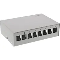 InLine uitvoerdoos | voor 8 Keystone modules | bureau-/DIN-rail-montage | grijs