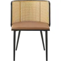 En.casa Eetkamerstoelen 'Flen', set van 2, bekleed, metalen poten, bruin/zwart