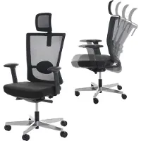 Mendler Bureaustoel MERRYFAIR Forte, bureaustoel, verschuifbare ergonomische functie ~ zwart, met hoofdsteun