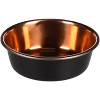 Flamingo voerbak hond – drinkbak hond – eetbak hond inox – stijlvolle antislip hondenkom – 1,8L – Ø21 cm – Ezra zwart & koper