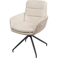 MCW Eetkamerstoel -K32, keukenstoel fauteuil stoel, draaibare auto positie, stof MVG ~ crème-beige