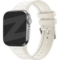 Strap-it Bandz Siliconen bandje met lederpatroon - geschikt voor Apple WatchSeries 1/2/3/4/5/6/7/8/9/10/11/SE/SE2/SE3/Ultra (2) - grote maten - 42 mm 44 mm 45 mm 49mm - sterrenlicht/starlight