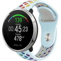 Strap-it Siliconen sport bandje - geschikt voor Polar Ignite / Ignite 2 / Ignite 3 / Unite / Pacer - lichtblauw/kleurrijk