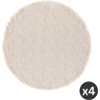 Tiseco - Placemat LINA - SET/4 - boho - stof - Dia 38 cm - Rond, ivoor