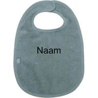 Jollein Slabbetje Badstof met naam - Sea Green - gepersonaliseerd kraam cadeau - cadeautje met naam - geborduurd