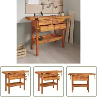 The Living Store De Living Store werkbank met laden, schroefklemmen, 124x52x83 cm, gemaakt van acaciahout