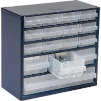 Raaco 616-123 Magazijnkast voor kleine onderdelen (l x b x h) 306 x 306 x 283 mm Aantal vakken: 16 Variabele onderverdeling Piece Inhoud 1 stuk(s)