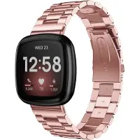 Strap-it Stalen schakel bandje - geschikt voor Fitbit Versa 3 / Fitbit Sense - rosé pink