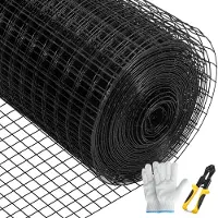 Vevor 122 x 1524 cm gegalvaniseerd vinyl gecoat 16-gauge stalen kettingschakelhek met een kniptang en een paar stoffen handschoenen