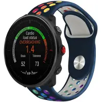 Strap-it Sport siliconen bandje - geschikt voor Polar Vantage M / M2 / M3 / Vantage V3 / Polar Grit X / Grit X Pro / Grit X2 Pro - donkerblauw/kleurrijk