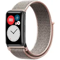 Strap-it Nylon smartwatch bandje - geschikt voor Huawei Watch Fit / Huawei Watch Fit New - pink sand