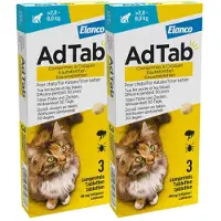 AdTab 2x Anti Vlo en Teek Kauwtabletten Kat >2,0-8,0 kg 3 tabletten