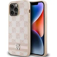 DKNY DKHCP15XPCPTSSP iPhone 15 Pro Max 6,7" różowy/roze hardcase Leer Geruit Mono Patroon & Pr (iPhone 15 Pro Max), Smartphonehoes, Roze