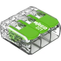 Wago 221-423 221 Verbindingsklem Flexibel: 0.14-4 mm² Massief: 0.2-4 mm² Aantal polen: 3 50 stuk(s) Transparant, Groen Box