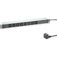 Roline 19 stekkerdoos 8-voudig C13 + geaarde stekker, zilver, 2 m