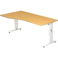 Hjh OFFICE PRO MEGA 18 W - 180 x 100 Tafelhoogte I In hoogte verstelbaar Beuken/Wit